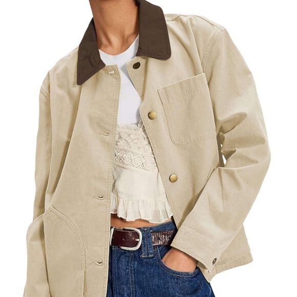 Oversized Barn Jacket Button Down Casual Chic Fall Fashion Coat with Pockets